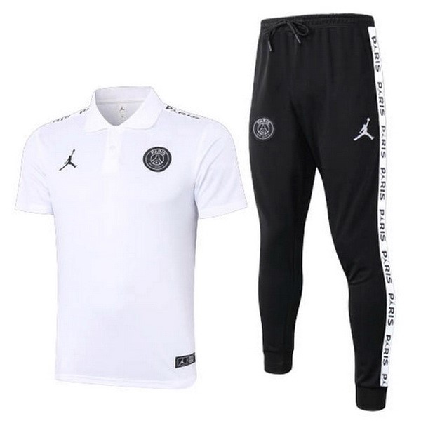 Polo Football Ensemble Complet Paris Saint Germain 2020-21 Blanc Noir